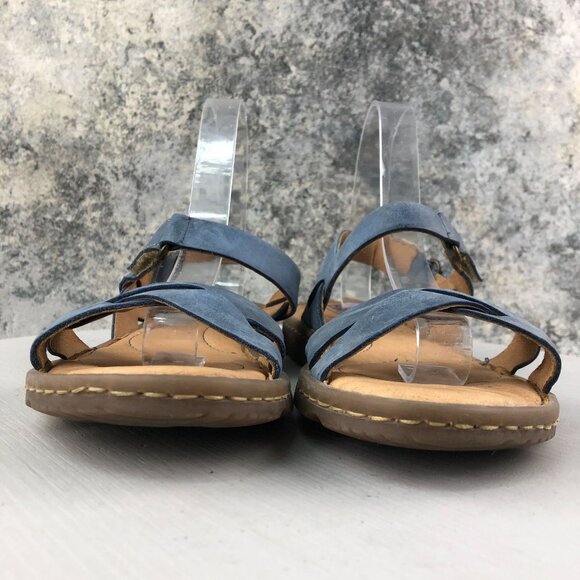Born Women's Size 8 Jamez Blue Leather Open Toe Ankle Strap Casual Sandals - Picture 2 of 15